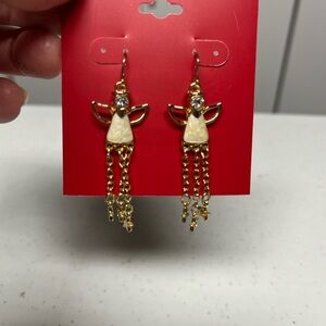 Gold and Cream Angel Earrings